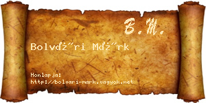 Bolvári Márk névjegykártya